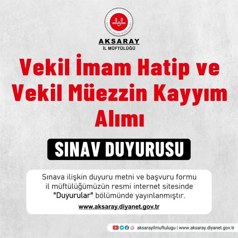 VEKİL İMAM HATİP VE VEKİL MÜEZZİN KAYYIM ALIMI